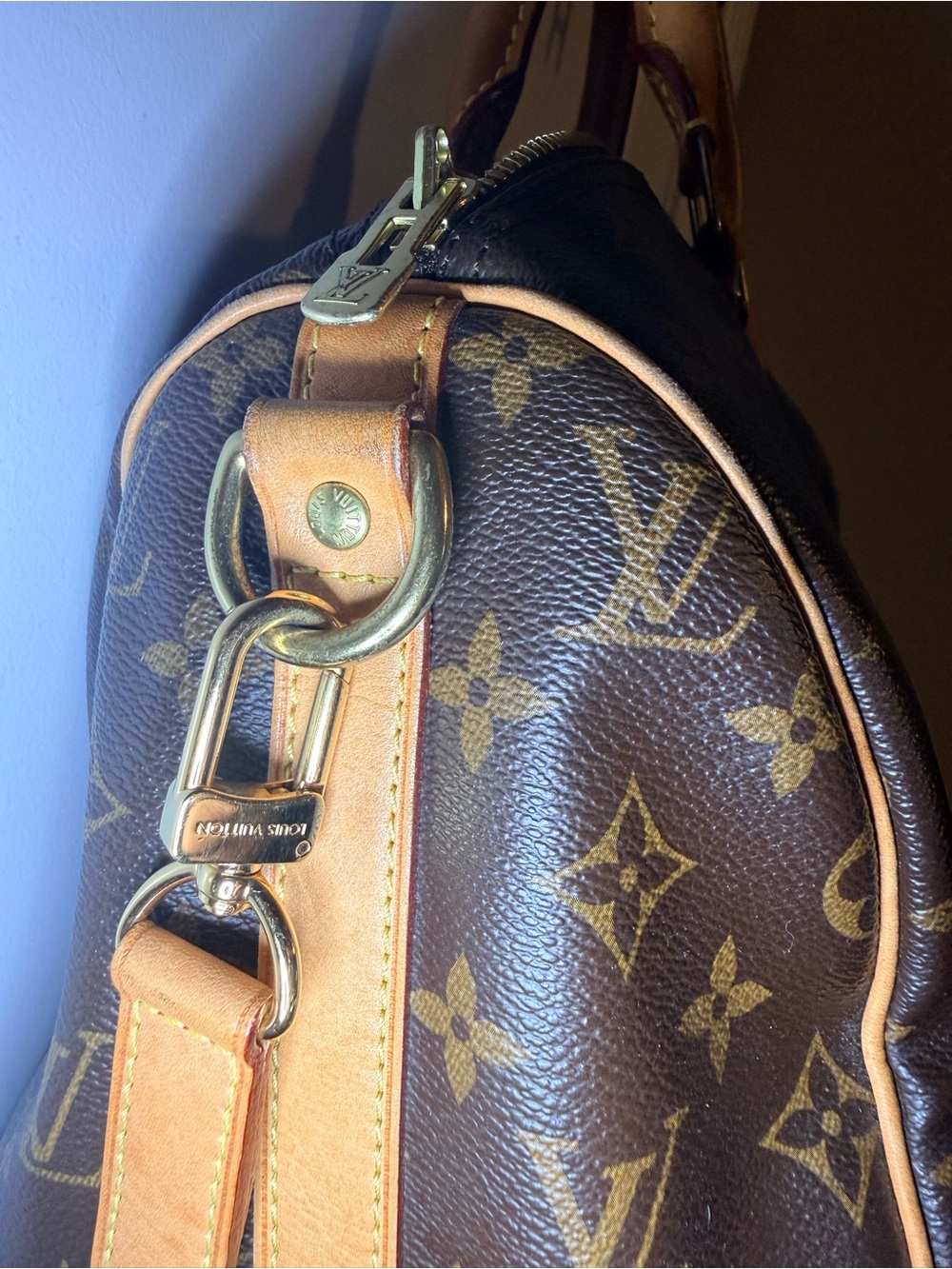Louis Vuitton Brown Monogram Canvas Satchel with Tan Leather Trim - Picture 3 of 11